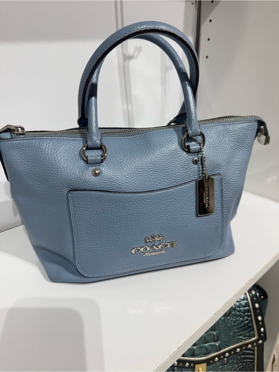 Coach Handbags - Coach Emma Light Blue Pebbled Leather Satchel with Silver Hardware